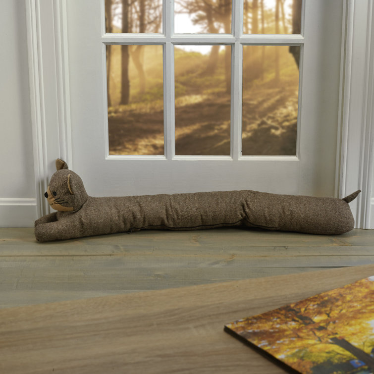 Elements Cute Draft Stopper Brown Tweed Cat Weighted Fabric Animal